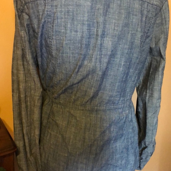 Croft and barrow blue denim cinch waist light zip up jacket with collar - Picture 6 of 7